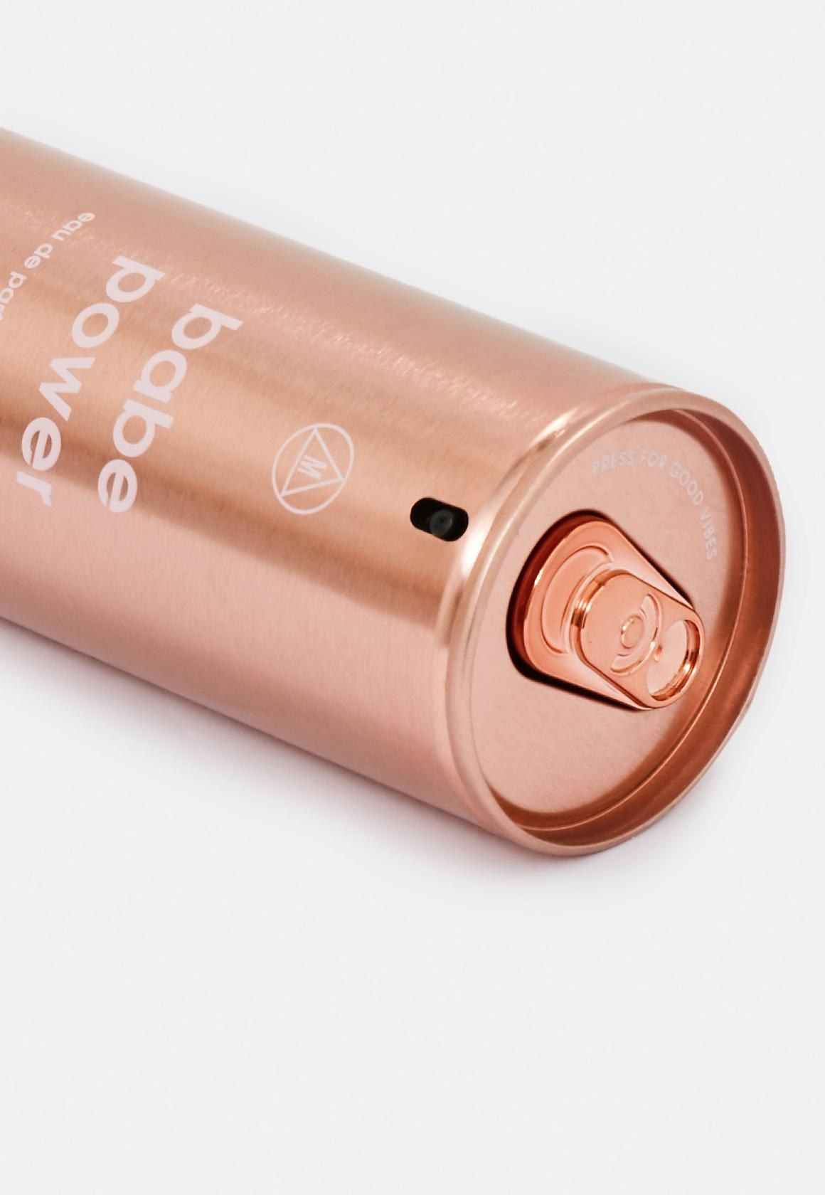Babe Power can-shaped aluminium perfume bottle