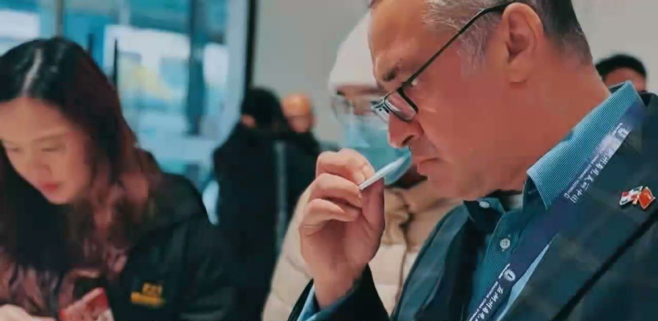 Customer smelling fragrance samples